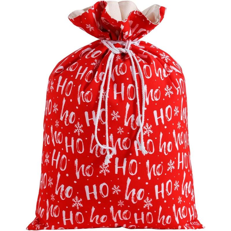 Santa Sack Christmas Gift Bag 19.7 X 27.6 Inch Large Canvas Christmas Santa Claus Bag for Xmas Party Supplies Favors (Hohoho Pattern)