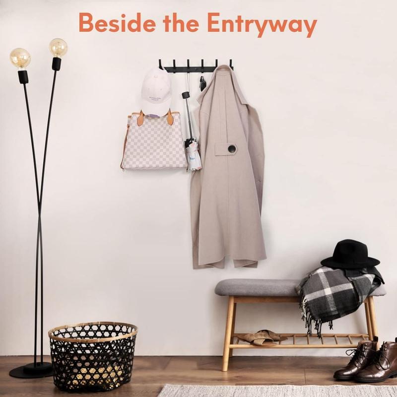 2 Pack Coat Rack Wall Mount, Entryway Coat Hooks Wall Mounted, Wall Hooks for Hanging, Coat Hanger Wall Mount Towel Rack Hat Rack for Wall with 12 Hooks for Entryway, Bedroom, Bathroom