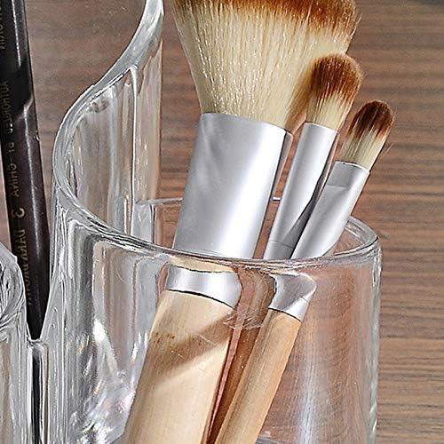 Clear Makeup Brush Holder Organizer, Large Wavy 3 Compartment Acrylic Multi-Purpose Cosmetics Brushes Storage Solution for Eyeliner Pencil and Tall Beauty Tools (Gift-Ready)