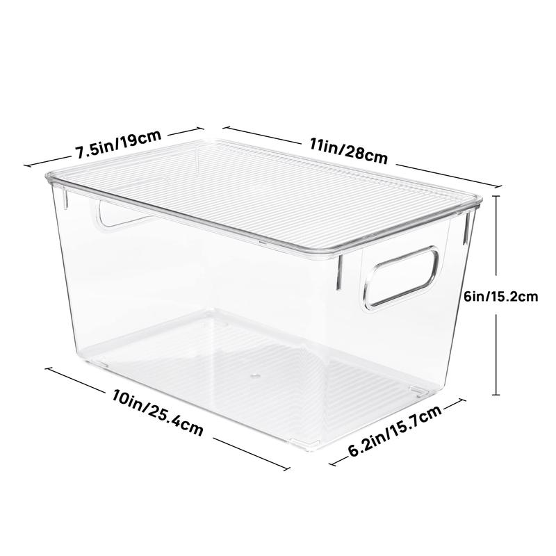 Vtopmart 4-10 Pack Clear Stackable Storage Bins with Lids,  Pantry Organizer ,Perfect for Kitchen,Fridge,Cabinet, Closet,Bathroom Organization Boxes