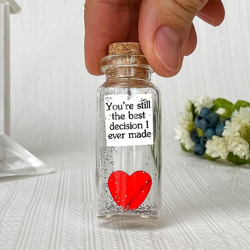 Anniversary Present for Her & Him on Christmas, Romantic Gift to Boyfriend Girlfriend, Message I Love You Gifts to Wife Husband (Heart - You're Still The Best Decision I Ever Made, Gift Bottle) Box Jar