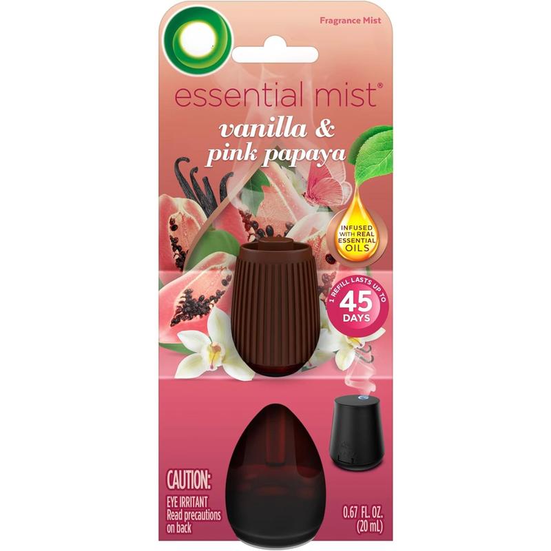 Essential Mist Refill, 1 ct, Vanilla and Pink Papaya, Essential Oils Diffuser, Air Freshener