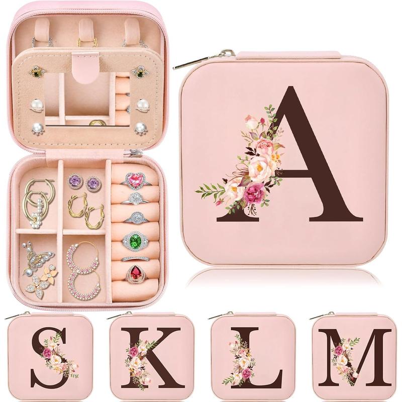 Personalized Birthday Gifts for Women, Christmas Gifts for Mom Teacher,Sisters Gifts from Sister, Travel Jewelry Case Box Organizer for Wife Daughter Aunt Friend Grandma, Initial M