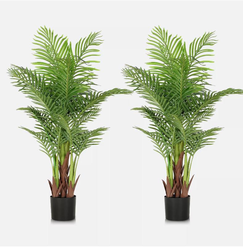 YITAHOME 1 2 Pack 4FT Tall Artificial Palm Tree, Faux Tree Fake Areca Palm Tree Decor with 22 Detachable Leaves, Dypsis Lutescens Plants in Pot for Office Home Porch Living Room Decor Indoor Outdoor