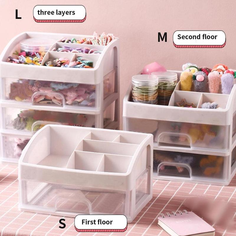 Desk Storage Box, 1 Count Dust-proof Storage Box with Drawer, Storage Organizer for Hair Accessory, Gifts for Her, Summer Essentials, Room Organizer