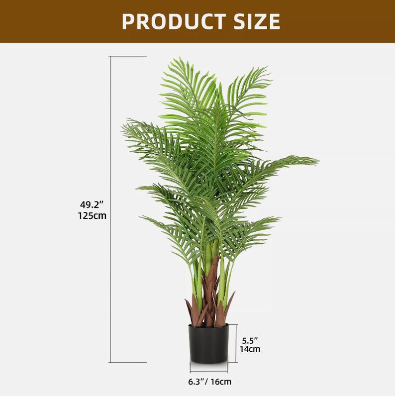 YITAHOME 1 2 Pack 4FT Tall Artificial Palm Tree, Faux Tree Fake Areca Palm Tree Decor with 22 Detachable Leaves, Dypsis Lutescens Plants in Pot for Office Home Porch Living Room Decor Indoor Outdoor