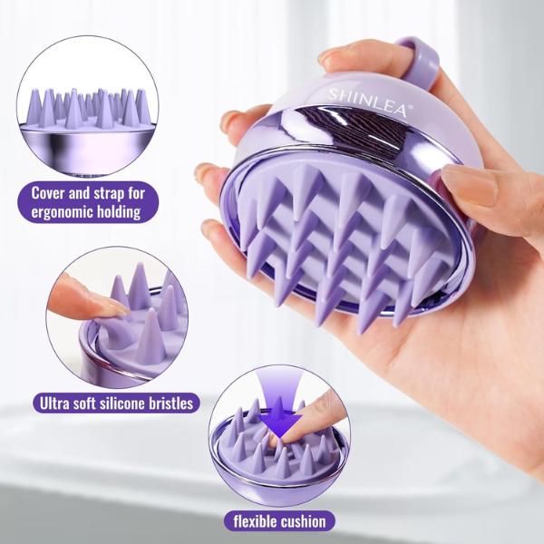 2-in-1 Scalp Massager & Shampoo Brush, Soft Silicone Hair Scrubber for Wet Dry Scalp, Exfoliator for Hair Growth & Dandruff Removal, Wireless