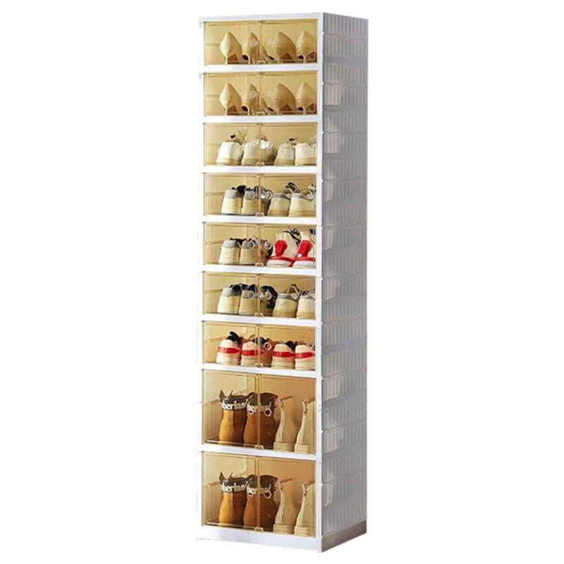 NLDD Ultimate 7+2Tier 18 Shoes Organizer:Transparent,Collapsible Rack For Compact Spaces &Closet storage Smooth Boxes Pet Shoe storage Cabinet