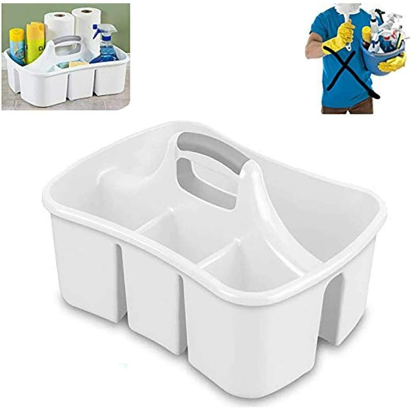 Bath Caddie White - Totes with Divided Compartments and Handles for Organizing, Storing  Carrying Cleaning Supplies and Bathroom Accessories