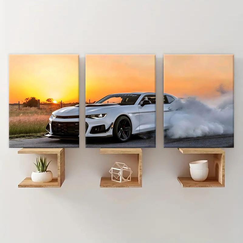 Car Pattern Canvas Painting with Frame, 3 Counts Modern Car Posters Wall Art Painting, Wall Art Poster Decor for Home Living Room Bedroom Office, Car Posters Canvas Art Room Home Decor, Christmas 2024 Ornaments, Christmas Gift Ideas, Stocking Stuffers