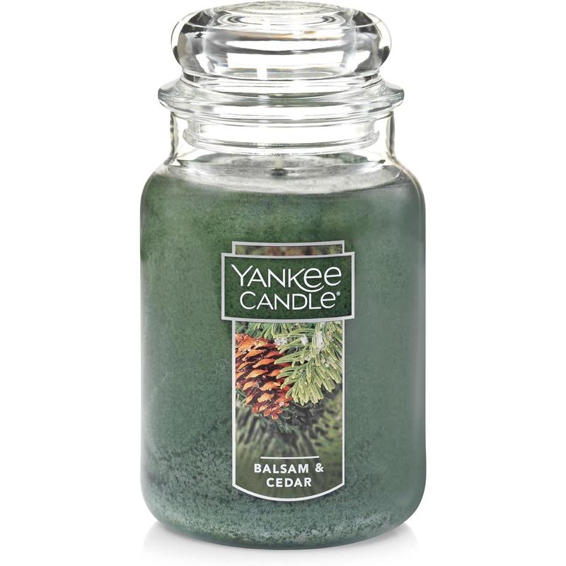 Candle Balsam & Cedar Scented, Classic 22oz Large Jar Single Wick Candle, Over 110 Hours of Burn Time, Ideal Holiday Gift