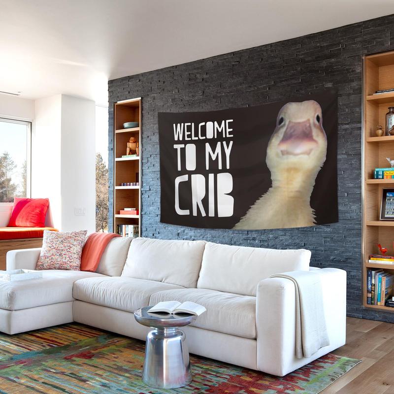 Welcome To My Crib Tapestry 40x60in Funny Poster Banner Wall Outdoor Hanging  for College Dorm Room Decor