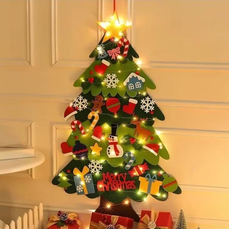 Felt Christmas Tree with Detachable Ornaments - DIY Handicrafts Festival Wall Decoration Set Door xmas decoration