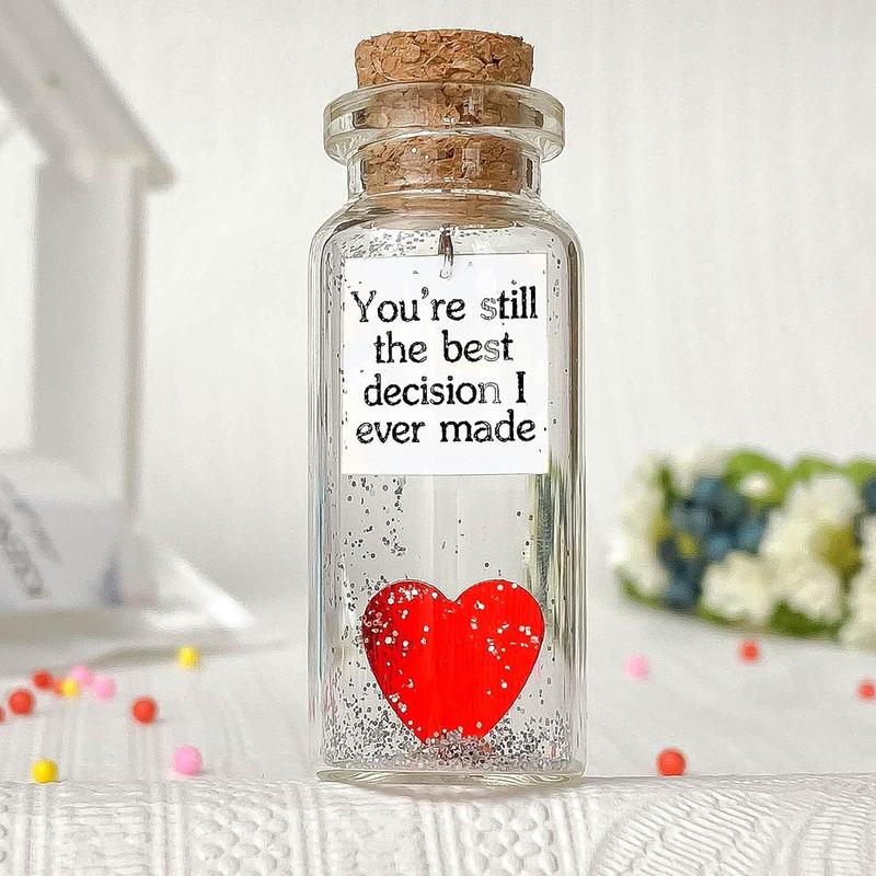 Anniversary Present for Her & Him on Christmas, Romantic Gift to Boyfriend Girlfriend, Message I Love You Gifts to Wife Husband (Heart - You're Still The Best Decision I Ever Made, Gift Bottle) Box Jar