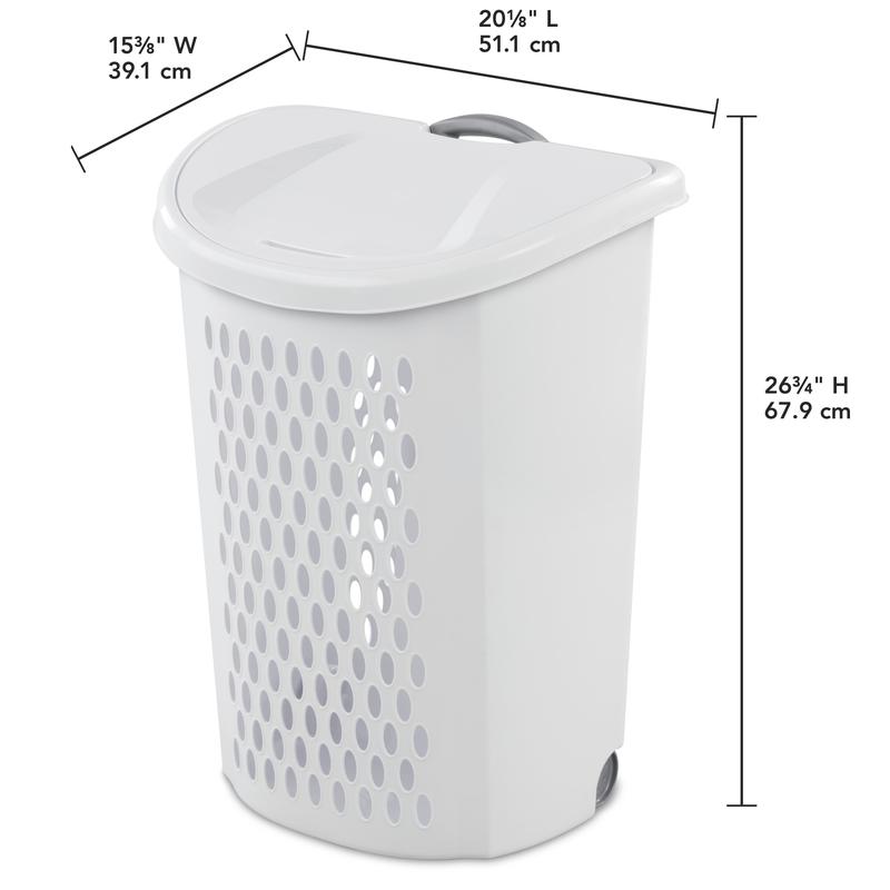 Sterilite Ultra Wheeled Hamper Plastic Adult, White