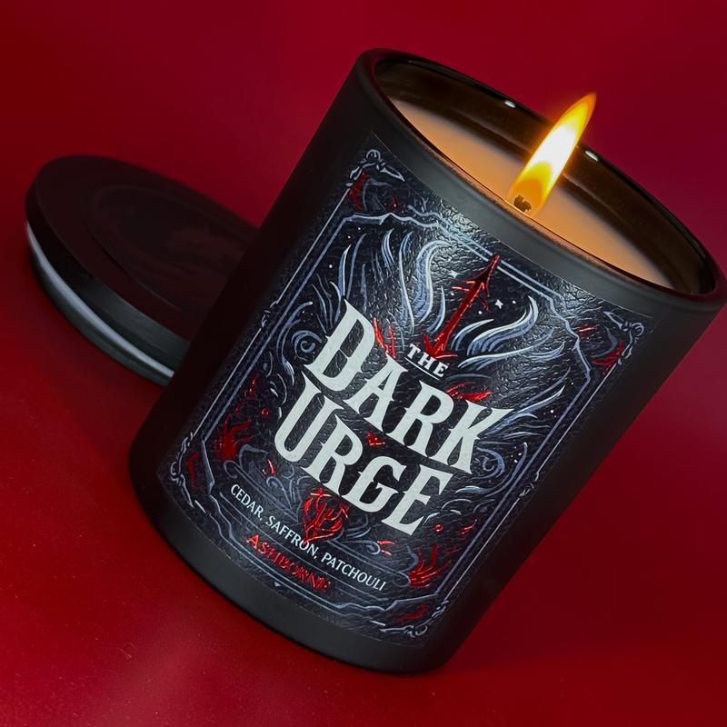 Dark Urge - 8oz Scented Candle - Cedar, Saffron, Patchouli - Natural Coconut Wax - 35 h Burn Time - Premium Foil Label - Dark Decor