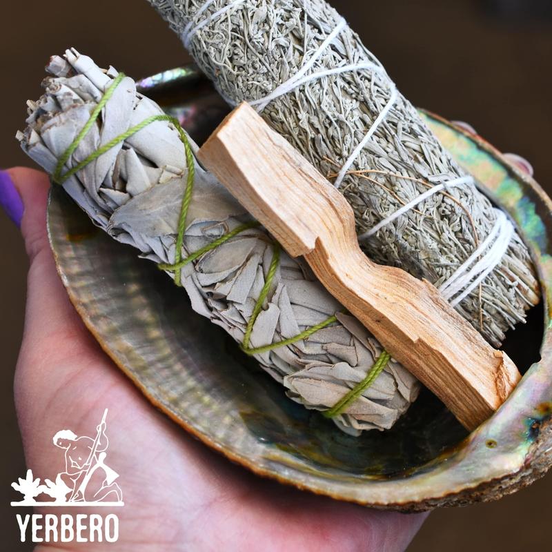 Yerbero - (3 Piece Sage Bundle) 3 Premium 4'' Long California Floral White Sage + Cinnamon Mix (Salvia Blanca +Canela) | Smudging Kit for Love, Peace, Harmony, Home Cleansing, Meditation, Purifying