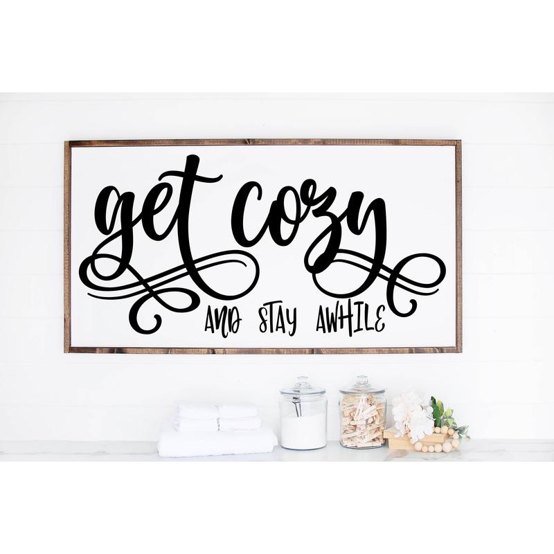 Crawford Get Cozy And Stay Awhile Sign, Family Sign, Family Wall Print, Wedding Gift, Unframe