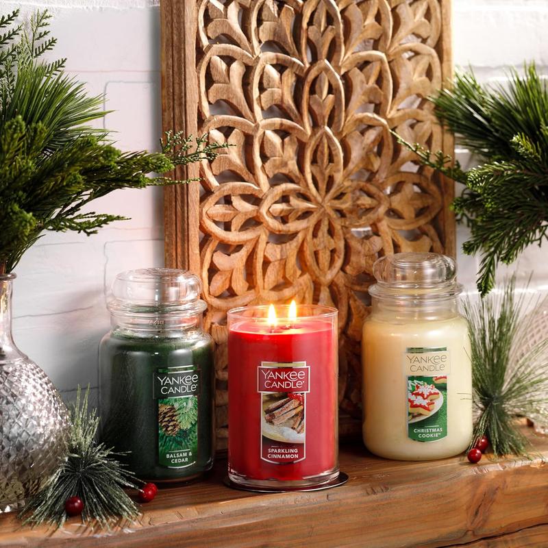 Candle Balsam & Cedar Scented, Classic 22oz Large Jar Single Wick Candle, Over 110 Hours of Burn Time, Ideal Holiday Gift