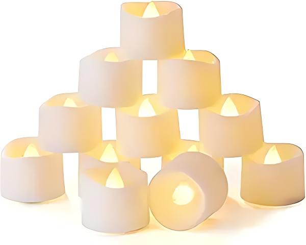 [Christmas decoration]24-Pack Flameless LED Lights Candles Battery Operated, 200+Hour Fake Electric Candles TeaLights for Votive, Aniversary, Wedding Centerpiece Table Decor, Funeral, Halloween, Christmas gift-- Warm Yellow