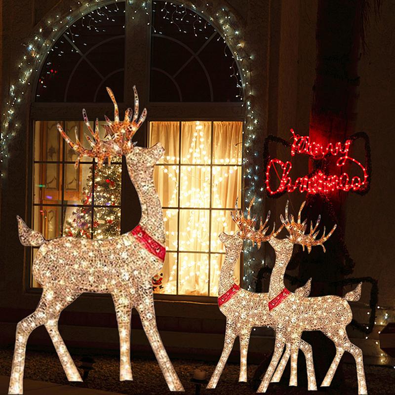 2pcs Christmas Decorative Light, Light-Up Deer with Yellow Red Ring Courtyard Light, Outdoor Party Ornament Decoration tacky christmas decor