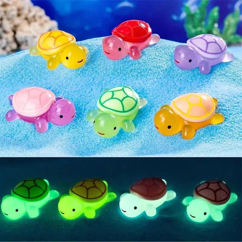 Random Color Glow in The Dark Turtle Design Ornament, 30pcs set Cute Turtle Decoration, Home Decor for Living Room Bedroom Office