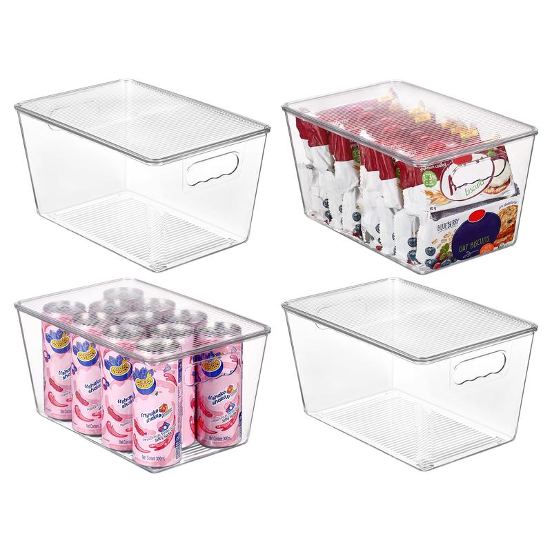 Vtopmart 4-10 Pack Clear Stackable Storage Bins with Lids,  Pantry Organizer ,Perfect for Kitchen,Fridge,Cabinet, Closet,Bathroom Organization Boxes