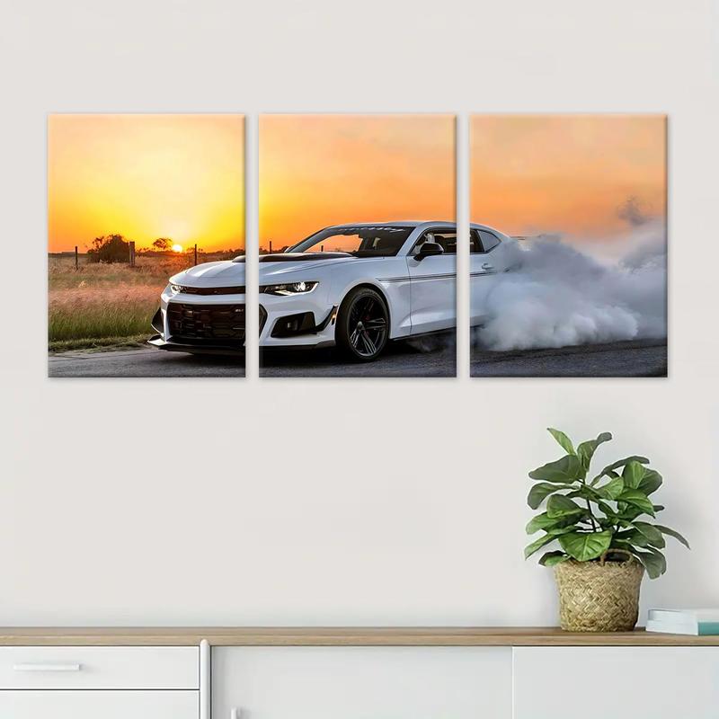 Car Pattern Canvas Painting with Frame, 3 Counts Modern Car Posters Wall Art Painting, Wall Art Poster Decor for Home Living Room Bedroom Office, Car Posters Canvas Art Room Home Decor, Christmas 2024 Ornaments, Christmas Gift Ideas, Stocking Stuffers