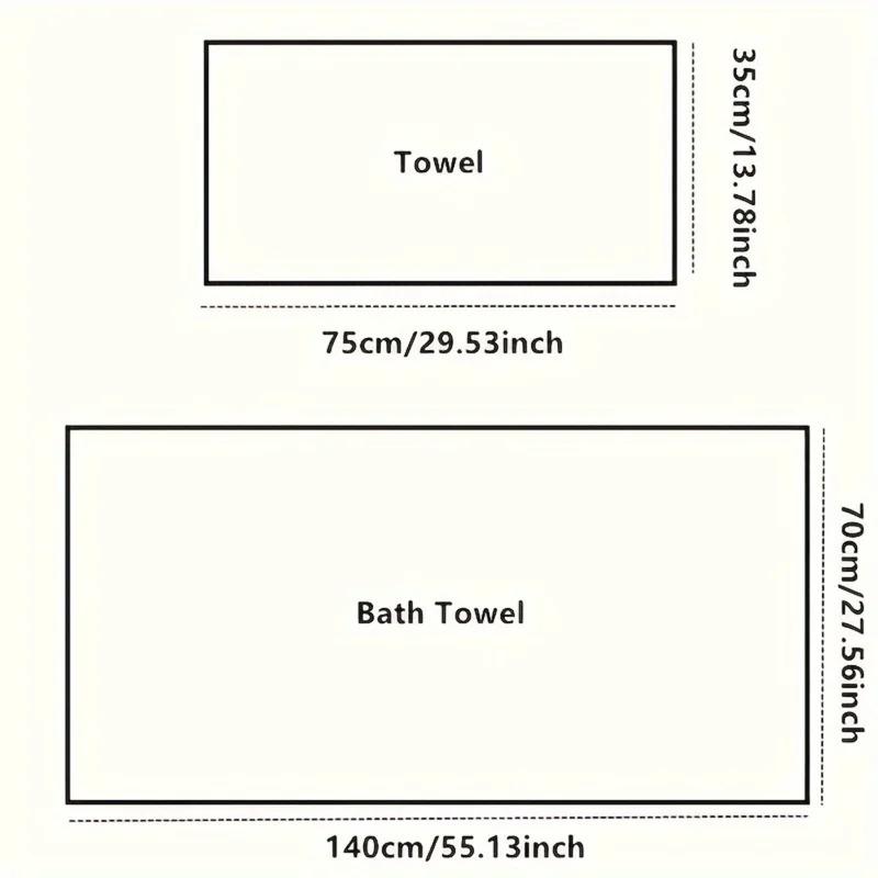 Super Absorbent Space Themed Towel Set - 100% Polyester, 2 Bath & 2 Hand Towels with Lace Embroidery - Modern Style, 350g ㎡