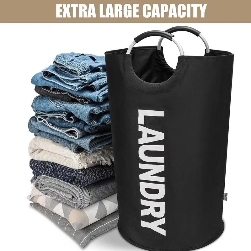 Foldable Laundry Basket with Handle, 1 Count Collapsible Dirty Clothes Storage Basket, Household Storage Organizer for Bathroom Bedroom Living Room