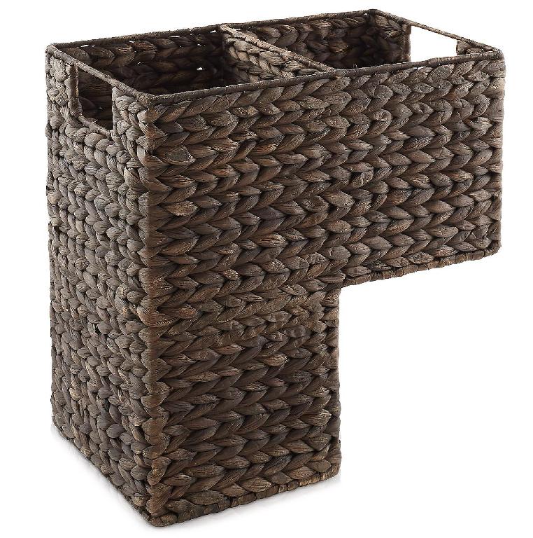 Casafield Stair Step Basket, Woven Wicker Hyacinth Staircase Storage Organizer, Espresso