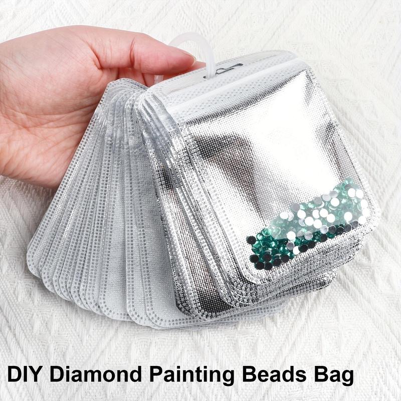 DIY Diamond Art Painting Beads Storage Bag, 50pcs set Plastic Transparent Ziplock Bag, Drills Glued Stone Storage Sealing Bag, Craft Supplies