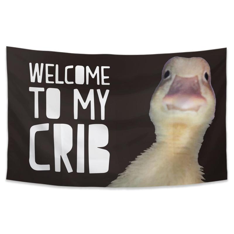 Welcome To My Crib Tapestry 40x60in Funny Poster Banner Wall Outdoor Hanging  for College Dorm Room Decor