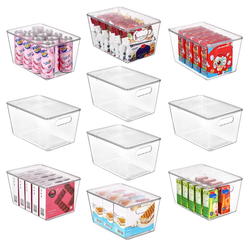 Vtopmart 4-10 Pack Clear Stackable Storage Bins with Lids,  Pantry Organizer ,Perfect for Kitchen,Fridge,Cabinet, Closet,Bathroom Organization Boxes