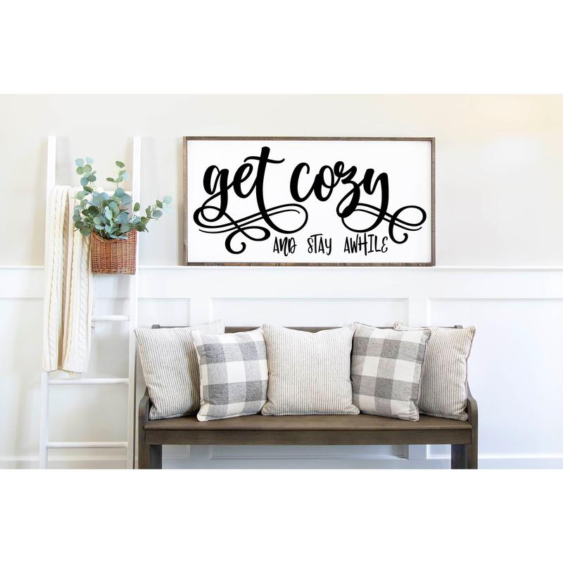 Crawford Get Cozy And Stay Awhile Sign, Family Sign, Family Wall Print, Wedding Gift, Unframe