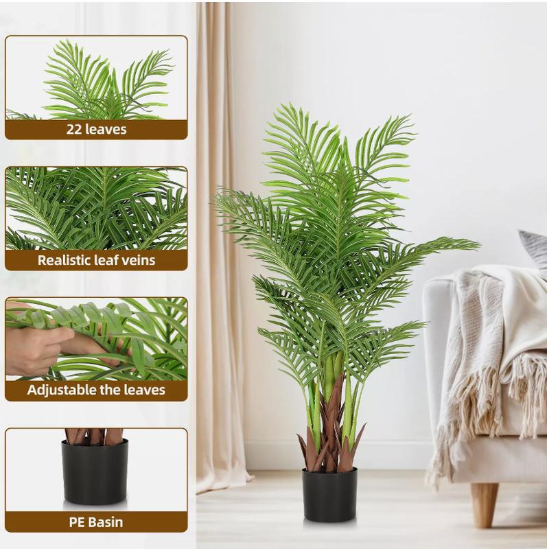 YITAHOME 1 2 Pack 4FT Tall Artificial Palm Tree, Faux Tree Fake Areca Palm Tree Decor with 22 Detachable Leaves, Dypsis Lutescens Plants in Pot for Office Home Porch Living Room Decor Indoor Outdoor