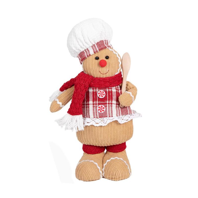 Gingerbread Man Shaped Doll Ornament, 2 Counts Christmas Themed Cartoon Chef Pattern Decoration, Desktop Decor for Home Living Room Bedroom