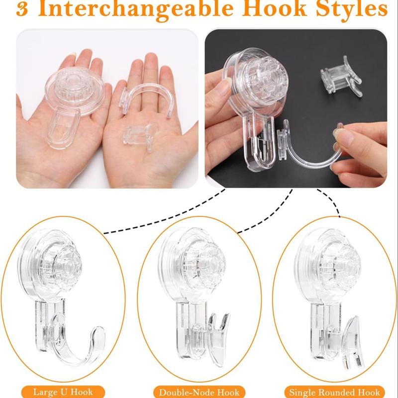 Clear Front Door Wreath Hook, 2 Counts 4 Count Detachable Suction Cup Wreath Hanger, Home Decor for Window Glass Door