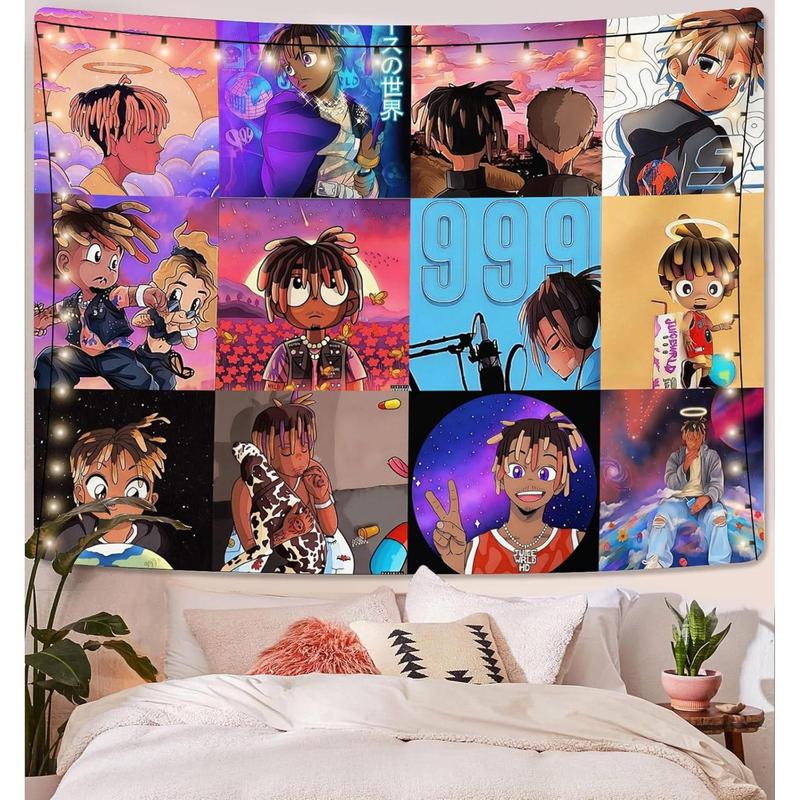 Juice Wrld Tapestry For Bedroom Juice Wrld Posters For Room Aesthetic Wall Tapestrys Juice Wrld Rapper Tapestry Wall Hanging Decor Wall Blanket For Home Wall Decor 59.1'' × 51.2