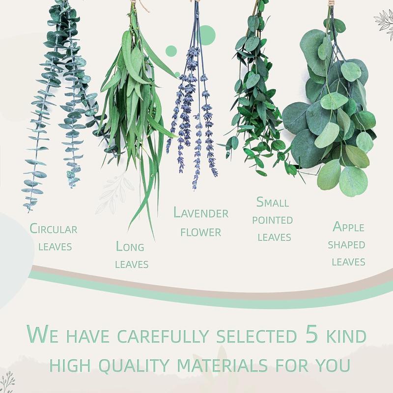 4 Kinds Eucalyptus & Lavender Flowers Bundles for Shower |Real Eucalyptus Leaves Home Decor Shower Decor Wedding Decor (1 Pack Set - 17 inch)