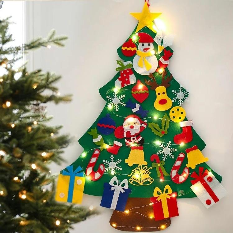 Felt Christmas Tree with Detachable Ornaments - DIY Handicrafts Festival Wall Decoration Set Door xmas decoration