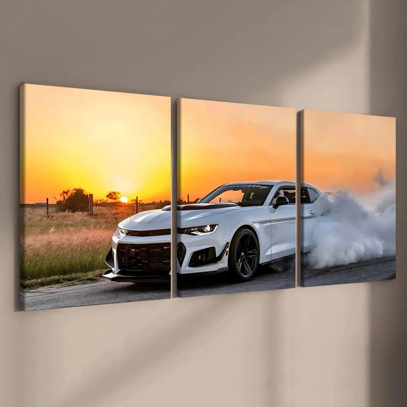 Car Pattern Canvas Painting with Frame, 3 Counts Modern Car Posters Wall Art Painting, Wall Art Poster Decor for Home Living Room Bedroom Office, Car Posters Canvas Art Room Home Decor, Christmas 2024 Ornaments, Christmas Gift Ideas, Stocking Stuffers