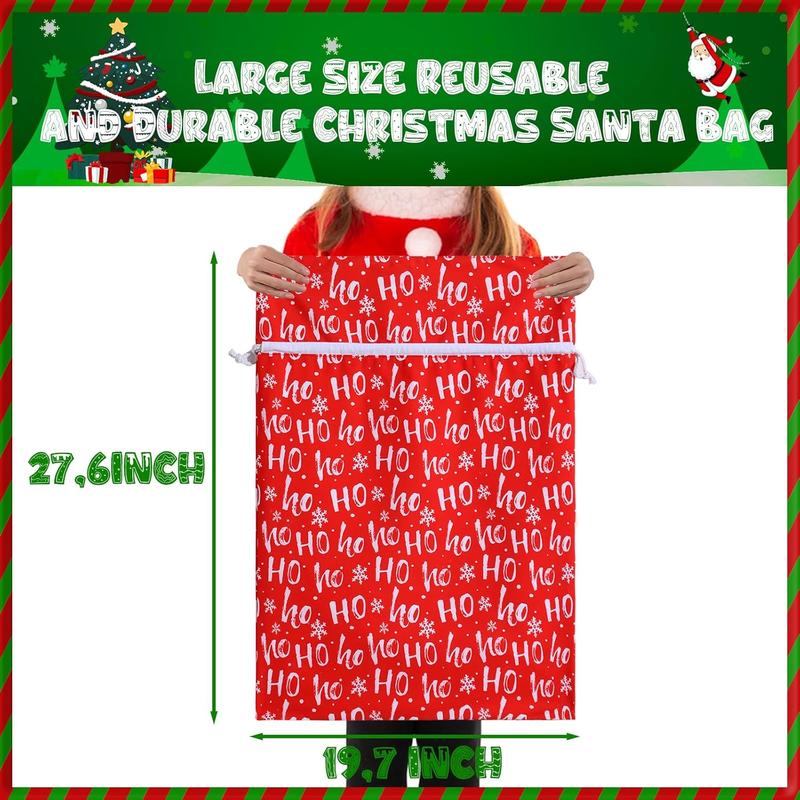 Santa Sack Christmas Gift Bag 19.7 X 27.6 Inch Large Canvas Christmas Santa Claus Bag for Xmas Party Supplies Favors (Hohoho Pattern)