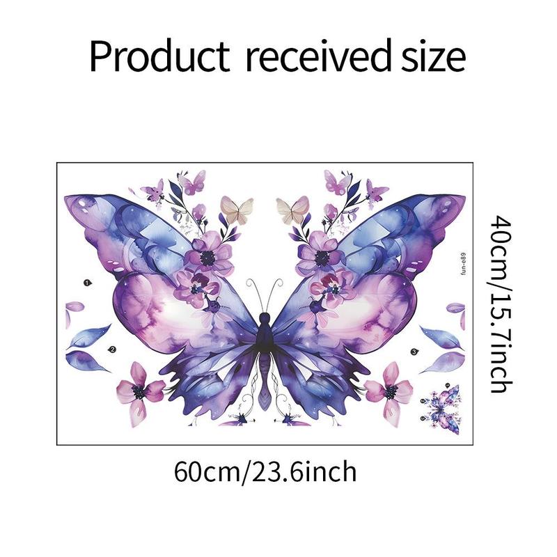 Butterfly & Flower Pattern Wall Sticker, Self-adhesive Wall Decal, Decorative Sticker for Home Living Room Bedroom, Bedroom Refresh Decor