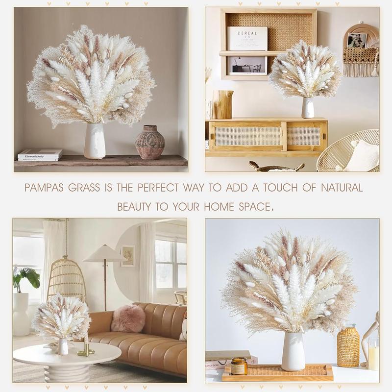 96PCS Natural Dried Pampas Grass Boho Home Decor Bouquet Phragmites Dried Flowers Bouquet for Wedding Floral Arrangements Home Decorations (96PCS) WILD AUTUMN