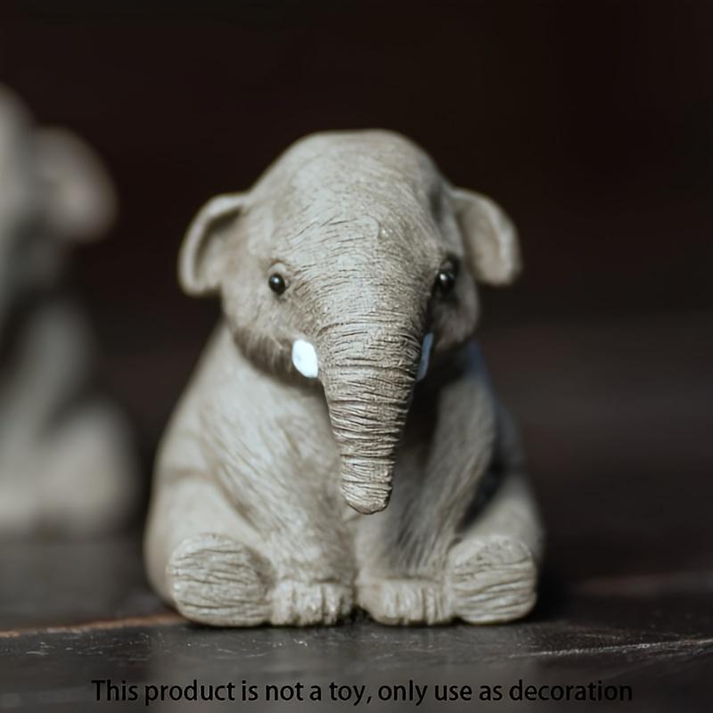 Cute Elephant Shaped Mini Figurine, 1 Count Mini Animal Statue, Desktop Ornament for Home Office Bedroom Living Room