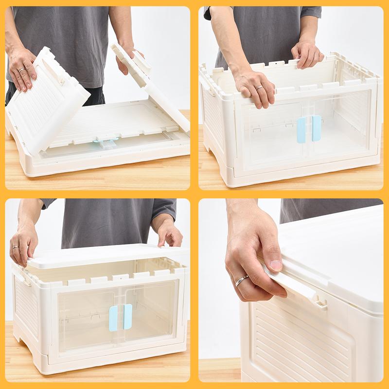 2pcs 3pcs Transparent Foldable Storage Box With 4 Wheels Storage Cabinet