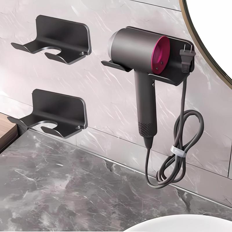 Universal Hair Dryer Holder, Blow Dryer Hanger Wall Mount for Hair Dryer Hook with Plug&Cord Organizer Self Adhesive for Cabinet Bathroom(1 Pack White)