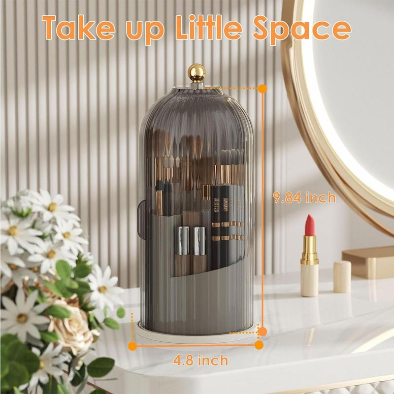 Makeup Brush Holder with Lid 360 Rotating Organizer Waterproof Dustproof Makeup Brushes Storage