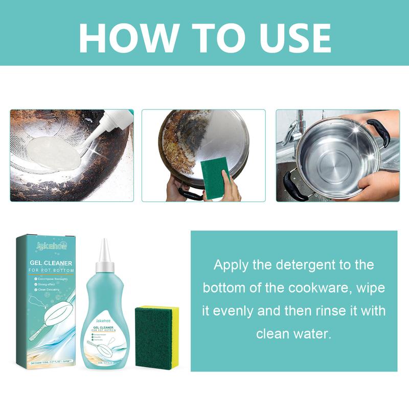 Gel Cleaner For Pot Bottom, OIL STAIN, OIL POLLUTION OF GAS COOKER, BLOCKING THE OIL NETWORK, POT BOTTOM STOVE BLACK SCALE, DISHWASHER OIL STAINS, 5.07FL.OZ,